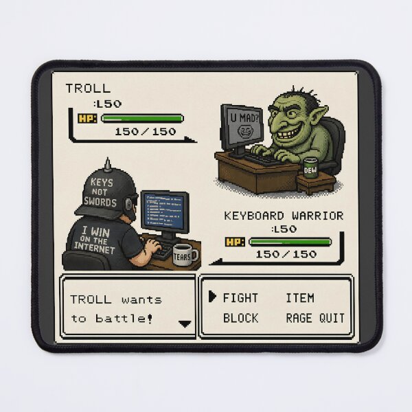 Item preview, Keyboard Warrior vs Troll Retro RPG Gaming Battle Funny Design designed and sold by Hornace88studio.