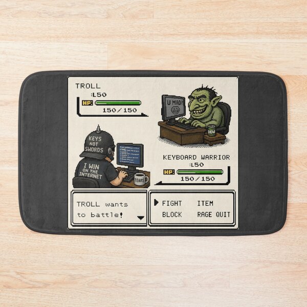 Item preview, Keyboard Warrior vs Troll Retro RPG Gaming Battle Funny Design designed and sold by Hornace88studio.