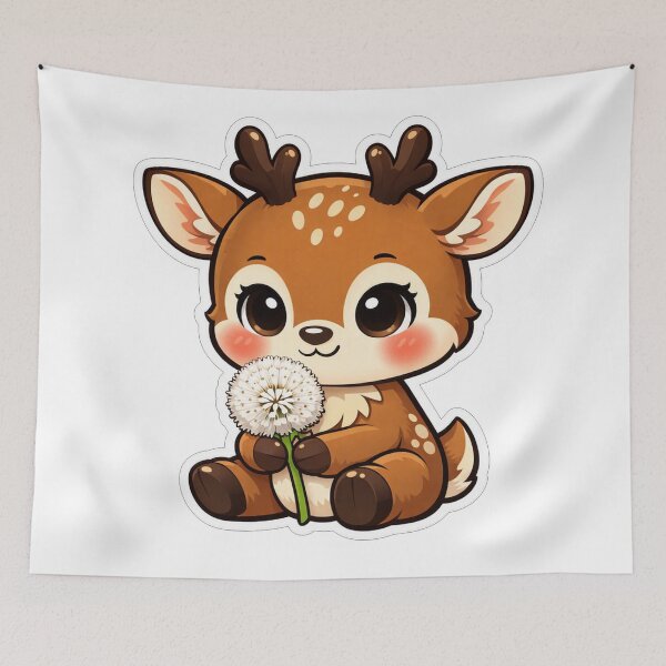 Item preview, Cute Baby Deer Holding A Dandelion designed and sold by Owcomm.
