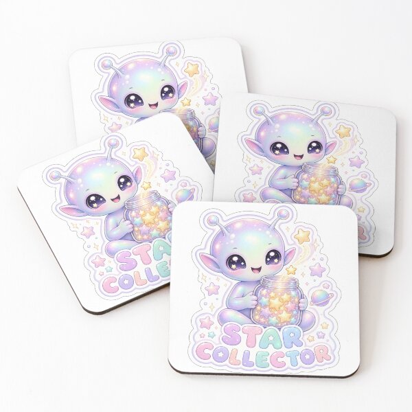 Item preview, Star Collector Cute Pastel Alien with Starry Glass designed and sold by BoosterShop.