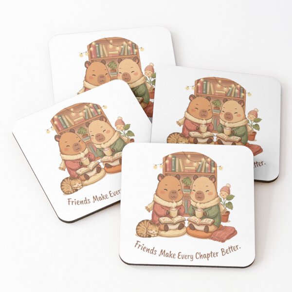 Item preview, Cozy Kawaii Capybara Best Friends Reading Books Friendship Day designed and sold by InspiredCreatives.
