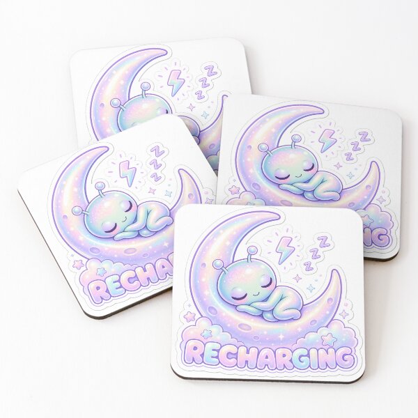 Item preview, Recharging Sleeping Pastel Alien in the Moon designed and sold by BoosterShop.