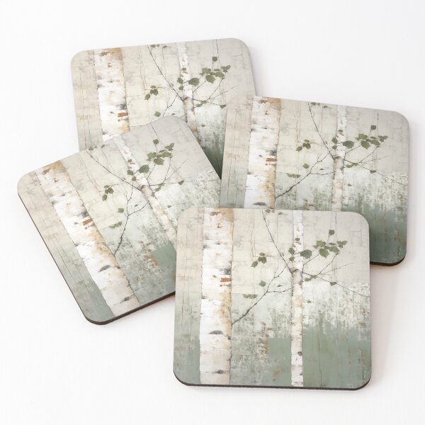 Item preview, Wabi sabi and japandi inspired sage birch trees designed and sold by filigreedigital.
