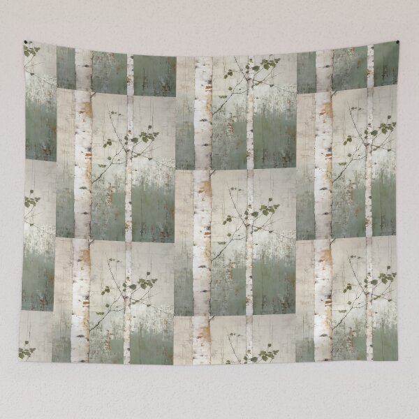 Item preview, Wabi sabi and japandi inspired sage birch trees designed and sold by filigreedigital.