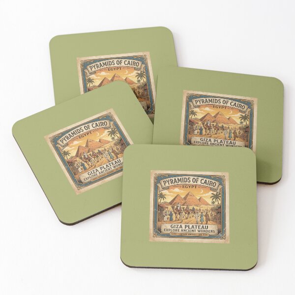 Item preview, Pyramids of Cairo designed and sold by VintageArtByIda.