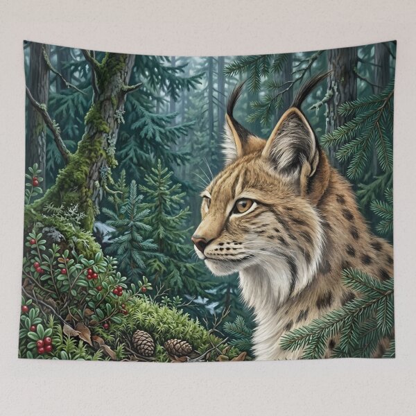 Item preview, Eurasian Lynx in Boreal Forest designed and sold by Eclectic Monkey.
