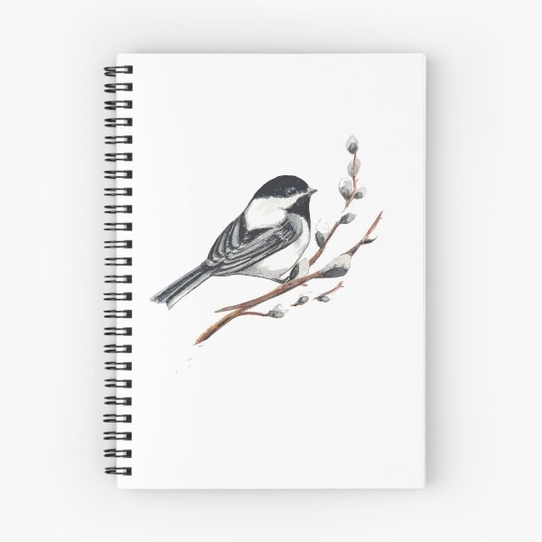 Item preview, Watercolor Chickadee Bird & Pussy Willow designed and sold by countrymouse.