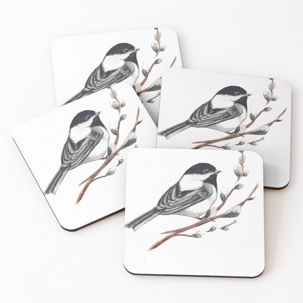 Item preview, Watercolor Chickadee Bird & Pussy Willow designed and sold by countrymouse.