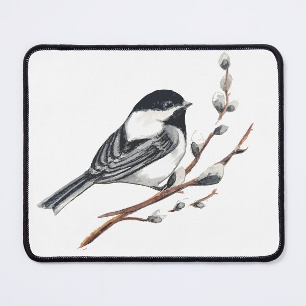 Item preview, Watercolor Chickadee Bird & Pussy Willow designed and sold by countrymouse.