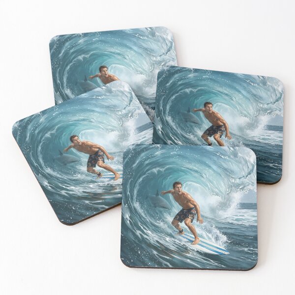 Item preview, Shark VS Surfer Barrel Roll designed and sold by Sassy Geezer.