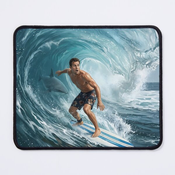 Item preview, Shark VS Surfer Barrel Roll designed and sold by Sassy Geezer.