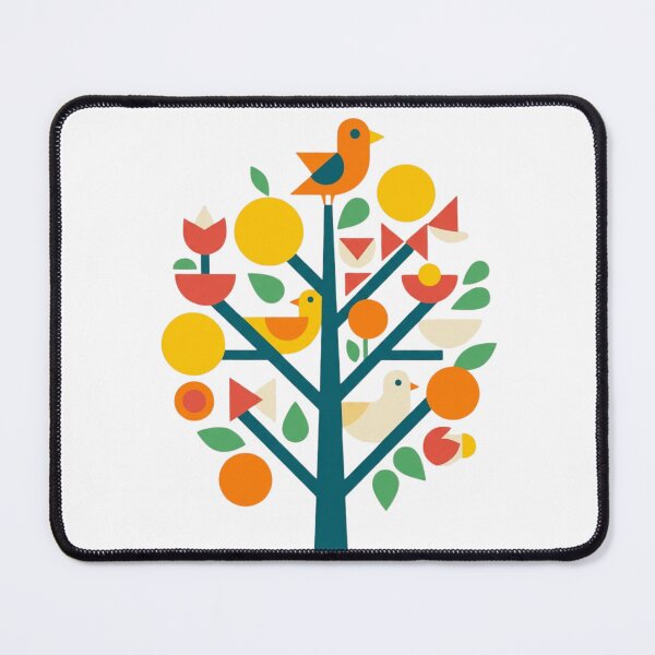 Item preview, Mid Century Modern Geometric Birds Tree | Scandinavian Folk Art Nature Illustration designed and sold by anven.