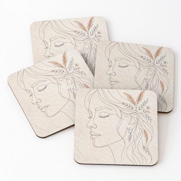Item preview,  Minimalist Boho Line Art Woman Face - Beige Japandi Wall Art designed and sold by Katte to.