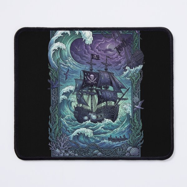 Item preview, Into the Abyss Pirate Ship Engraving designed and sold by Belrovera.