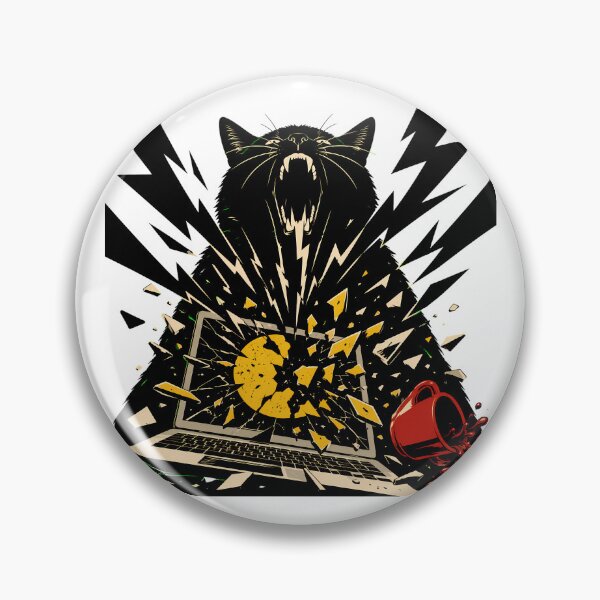 Item preview, Angry Black Feline Destroying Laptop Lightning Bolt designed and sold by chattsuede.