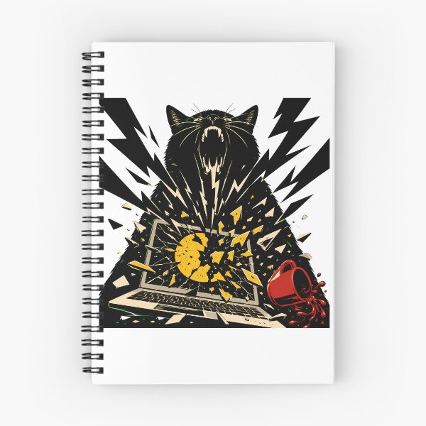 Item preview, Angry Black Feline Destroying Laptop Lightning Bolt designed and sold by chattsuede.