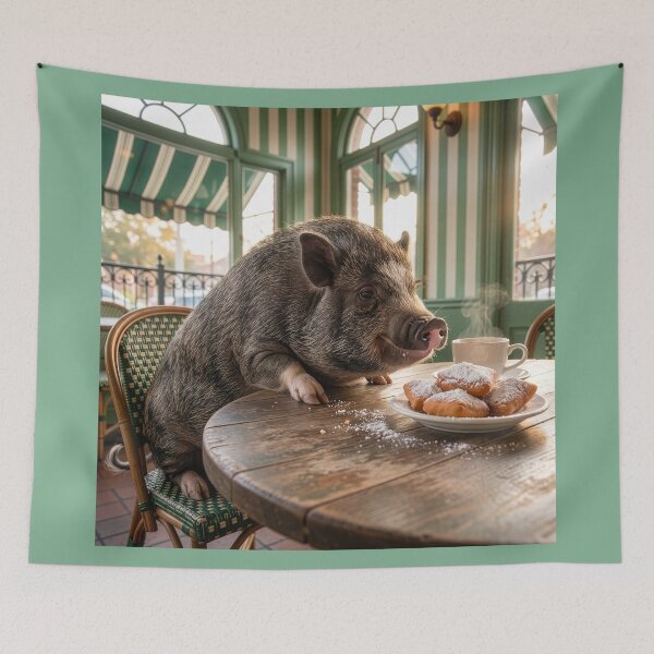 Item preview, Pig Has Coffee and Beignets in the French Quarter designed and sold by Tridentulus.