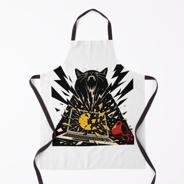 Item preview, Angry Black Feline Destroying Laptop Lightning Bolt designed and sold by chattsuede.