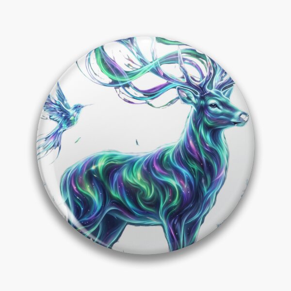 Item preview, Aurora Crystal Stag | Enchanted Wildlife Fantasy Painting designed and sold by Origamoart.