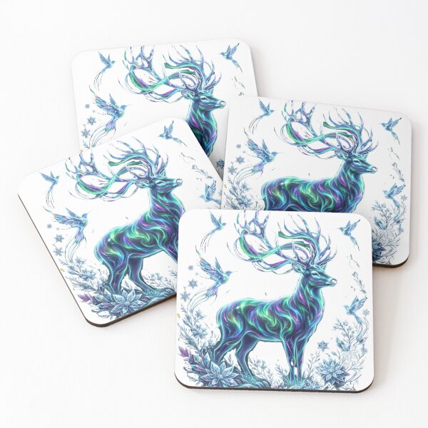 Item preview, Aurora Crystal Stag | Enchanted Wildlife Fantasy Painting designed and sold by Origamoart.
