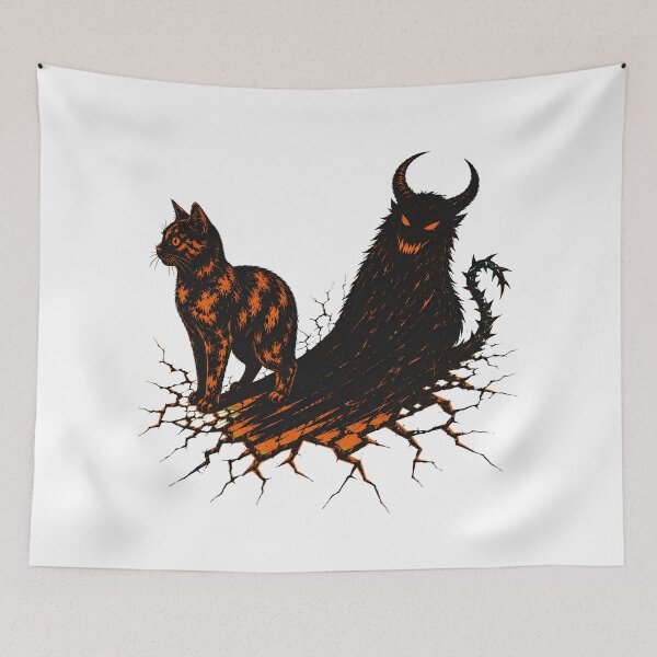 Item preview, Gothic Tabby Inner Demon Spooky Feline Shadow designed and sold by chattsuede.