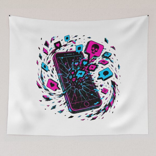 Item preview, Digital Detox Shattered Phone Notification Chaos designed and sold by chattsuede.