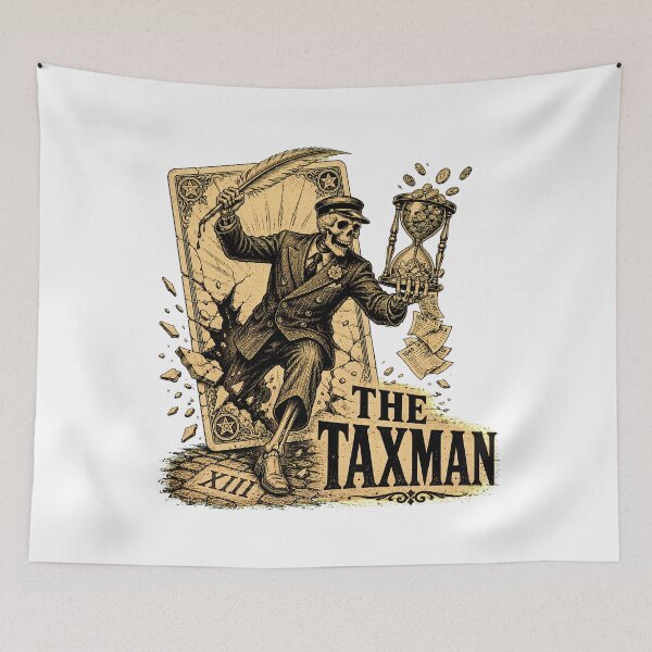 Item preview, Tax Season Skeleton Tarot Engraving Dark Humor designed and sold by chattsuede.
