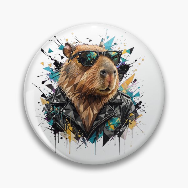 Item preview, Cool Capybara in Leather Jacket - Low Poly Punk Streetwear Art designed and sold by ExpressoJungle.