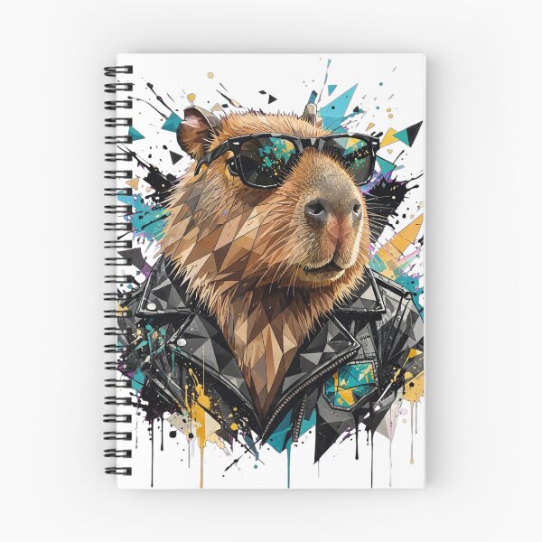 Item preview, Cool Capybara in Leather Jacket - Low Poly Punk Streetwear Art designed and sold by ExpressoJungle.