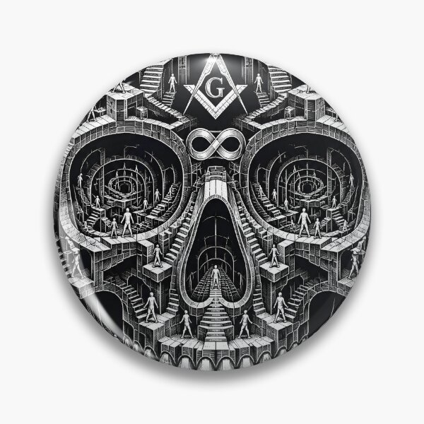 Item preview, MC Escher Style Skull – Infinite Staircase Optical Illusion | Surreal Mind-Bending Vector Art designed and sold by WAUZ.