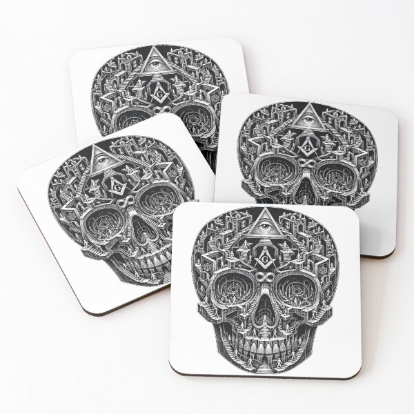 Item preview, MC Escher Style Skull – Infinite Staircase Optical Illusion | Surreal Mind-Bending Vector Art designed and sold by WAUZ.