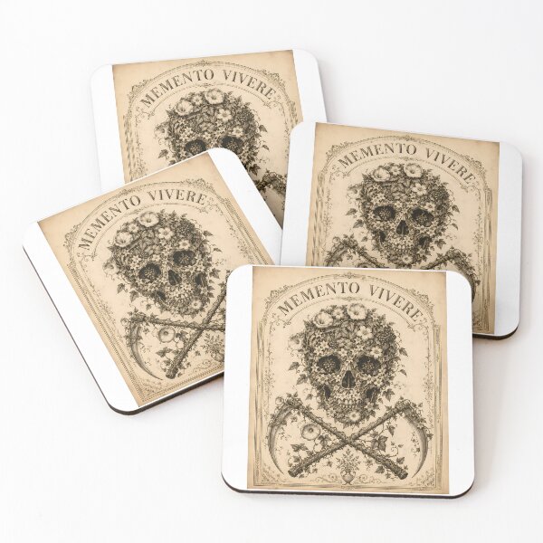 Item preview, Memento Vivere Floral Skull Antique Engraving Decor designed and sold by chattsuede.