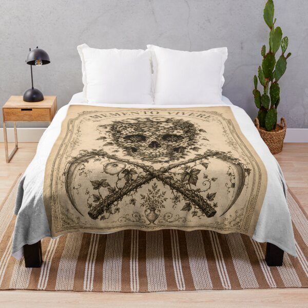Item preview, Memento Vivere Floral Skull Antique Engraving Decor designed and sold by chattsuede.