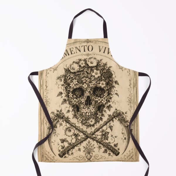 Item preview, Memento Vivere Floral Skull Antique Engraving Decor designed and sold by chattsuede.
