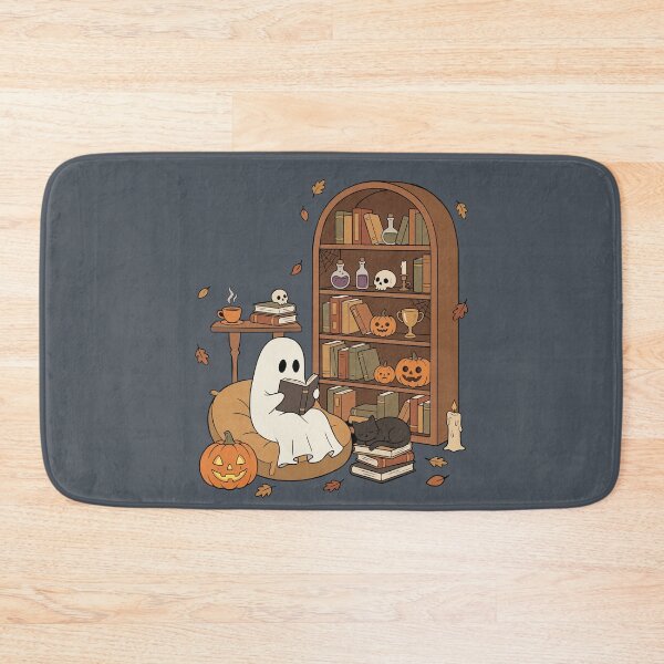 Item preview, Cozy Ghost Reading in a Haunted Halloween Library designed and sold by FreshVibe Prints.