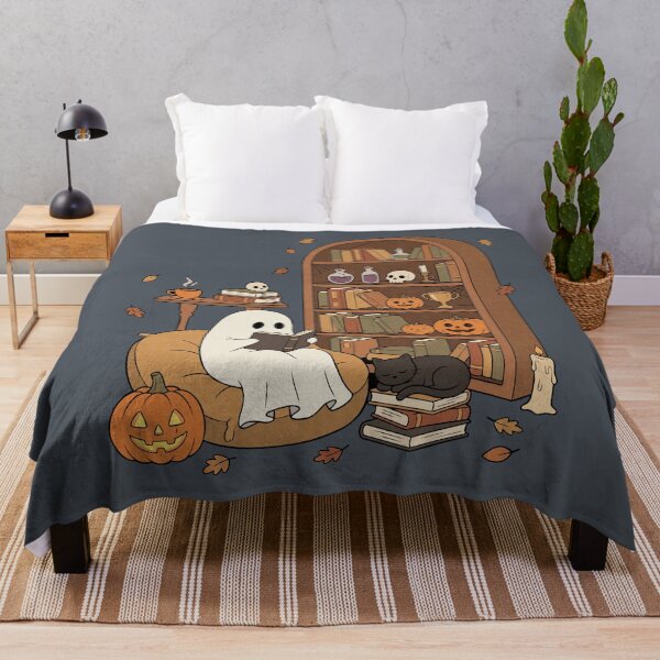Item preview, Cozy Ghost Reading in a Haunted Halloween Library designed and sold by FreshVibe Prints.