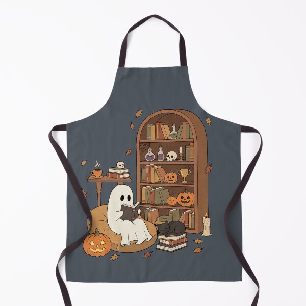 Item preview, Cozy Ghost Reading in a Haunted Halloween Library designed and sold by FreshVibe Prints.