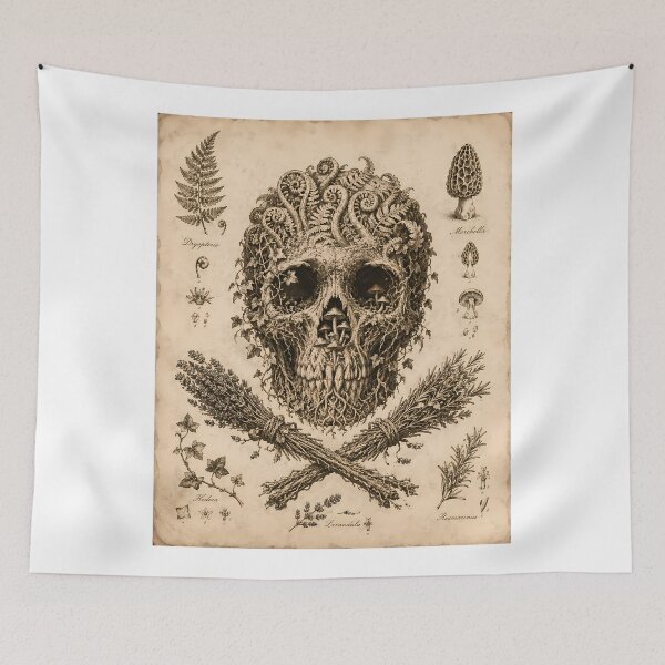 Item preview, Gothic Botanical Skull Dark Academia Herbology Study designed and sold by chattsuede.