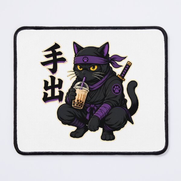 Item preview, Ninja Cat Boba Tea Kawaii Black Cat Anime designed and sold by chattsuede.