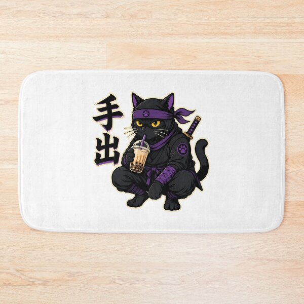 Item preview, Ninja Cat Boba Tea Kawaii Black Cat Anime designed and sold by chattsuede.