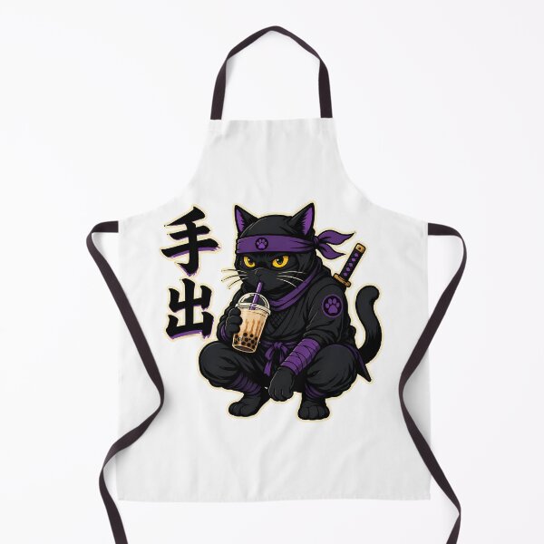Item preview, Ninja Cat Boba Tea Kawaii Black Cat Anime designed and sold by chattsuede.