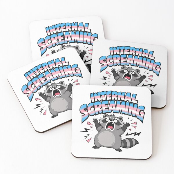 Item preview, Trans Internal Screaming Raccoon Pride Anxiety Cartoon designed and sold by chattsuede.
