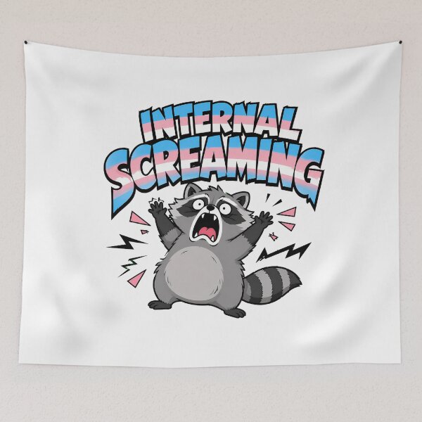 Item preview, Trans Internal Screaming Raccoon Pride Anxiety Cartoon designed and sold by chattsuede.