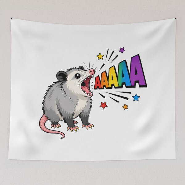 Item preview, Screaming Rainbow Opossum Meme Funny Cartoon Possum designed and sold by chattsuede.