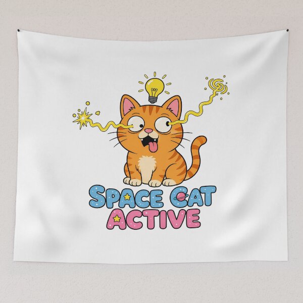 Item preview, Space Cat Active Kawaii Goofy Orange Tabby designed and sold by chattsuede.
