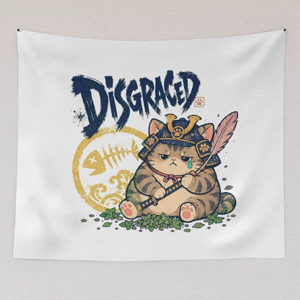 Item preview, Disgraced Samurai Cat Kawaii Tabby Japanese Humor designed and sold by chattsuede.