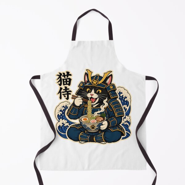Item preview, Samurai Cat Eating Ramen Kawaii Japanese Cartoon designed and sold by chattsuede.