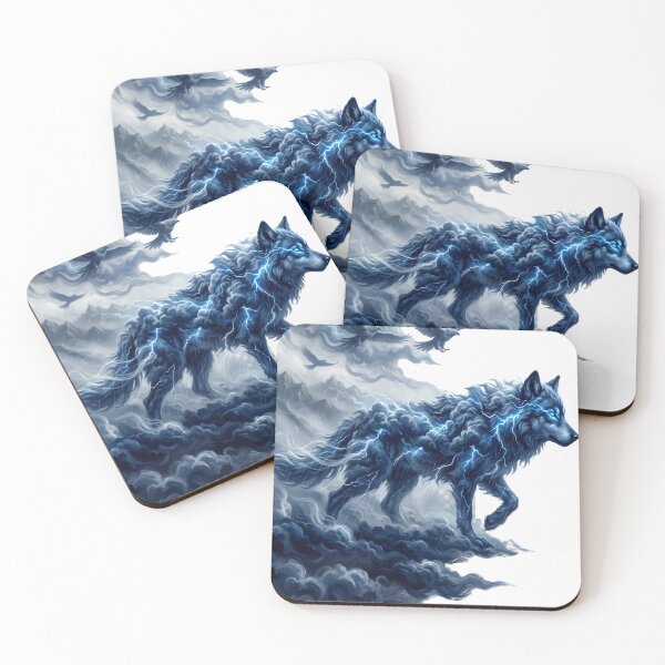Item preview, Storm Wolf | Thunder Spirit Fantasy Painting designed and sold by Origamoart.