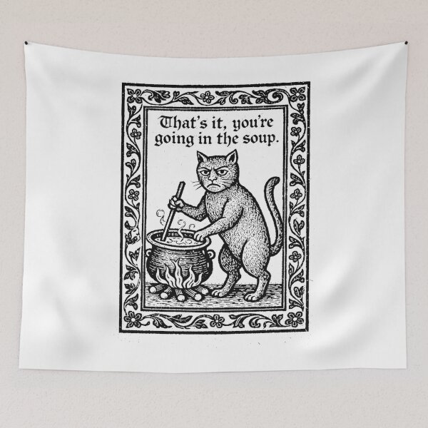 Item preview, funny medieval cat meme - vintage bookish designed and sold by AlienSlang.