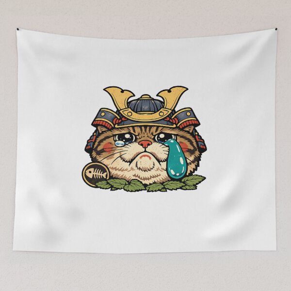 Item preview, Crying Samurai Cat Kawaii Japanese Anime Lover designed and sold by chattsuede.